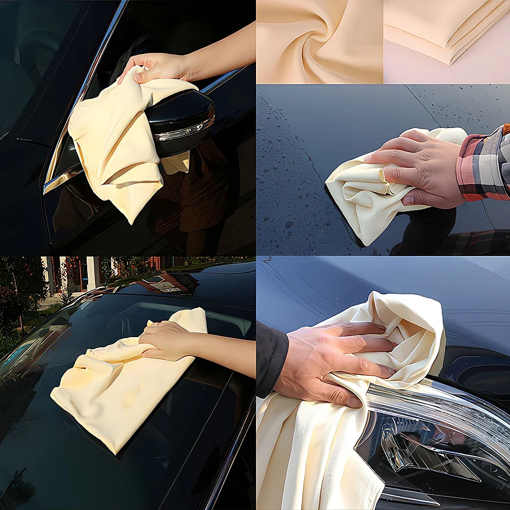 Cleaning Cloth 1PCS Auto Care Extra Large Polishes Car Moto Natural Drying Chamois Polishing Shape Cleaning Genuine Leather Cloth Paint Cleaner