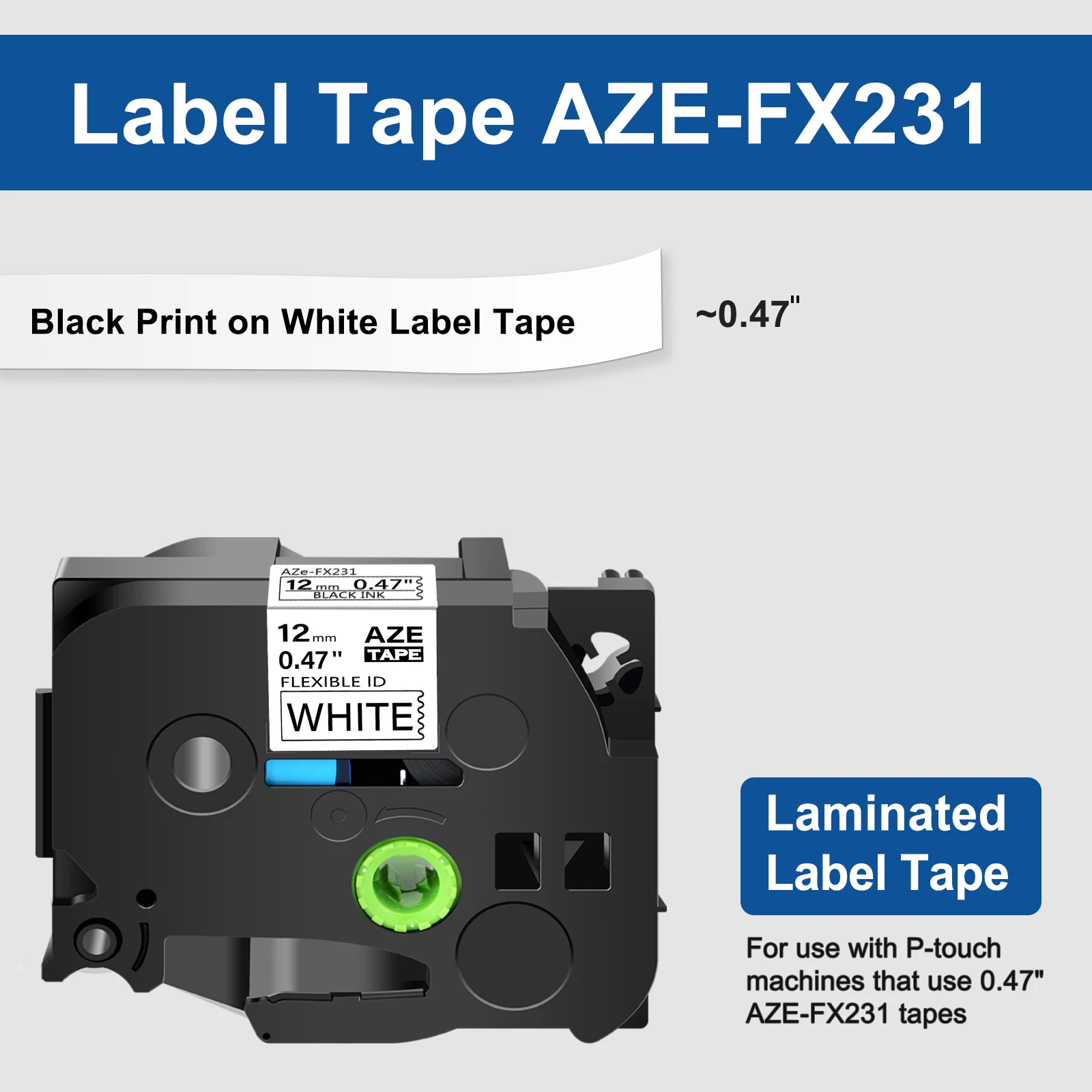 1pcs Compatible for Brother TZe-FX231 FX131 FX631 Flexible ID Cable Black on White Label Tapes for P-touch D450 Label Printers