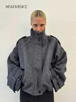 Casual Solid Loose Jackets Women Fashion Full Sleeve Single Breasted Stand Collar Short Coats Female 2026 Spring Lady Outwears 1