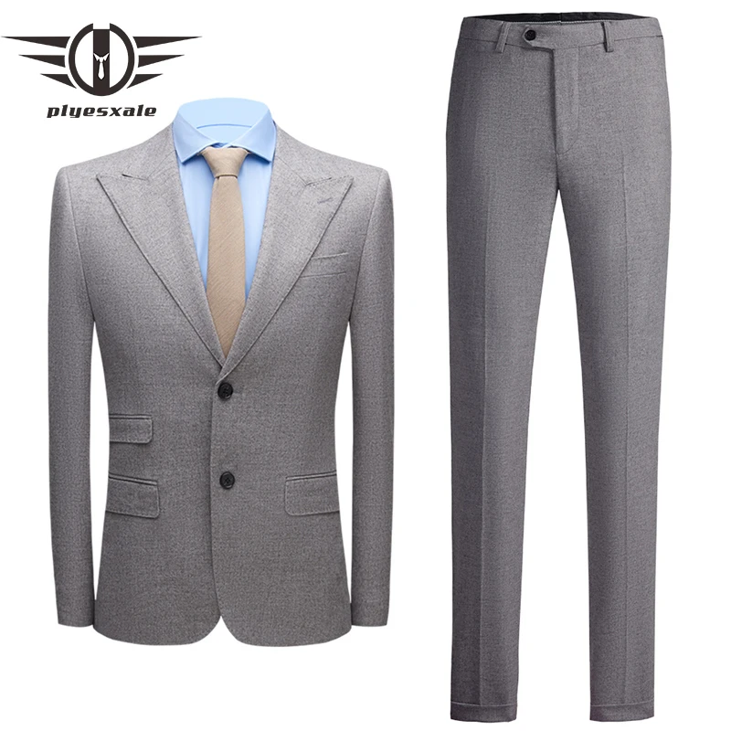 

Gray Mens Suits With Pants Fashion Wedding Suits For Men Costume Homme Mariage High Quality Formal Suit Male (Jacket+Pants) Q840