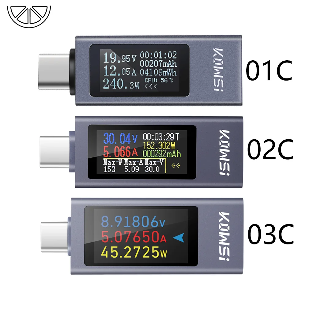 타입-C 전류 전압 용량 휴대폰 USB 테스터 DC 4-30V 0-12A 전력계 테스터 PD 모바일 전력 감지기 테스트