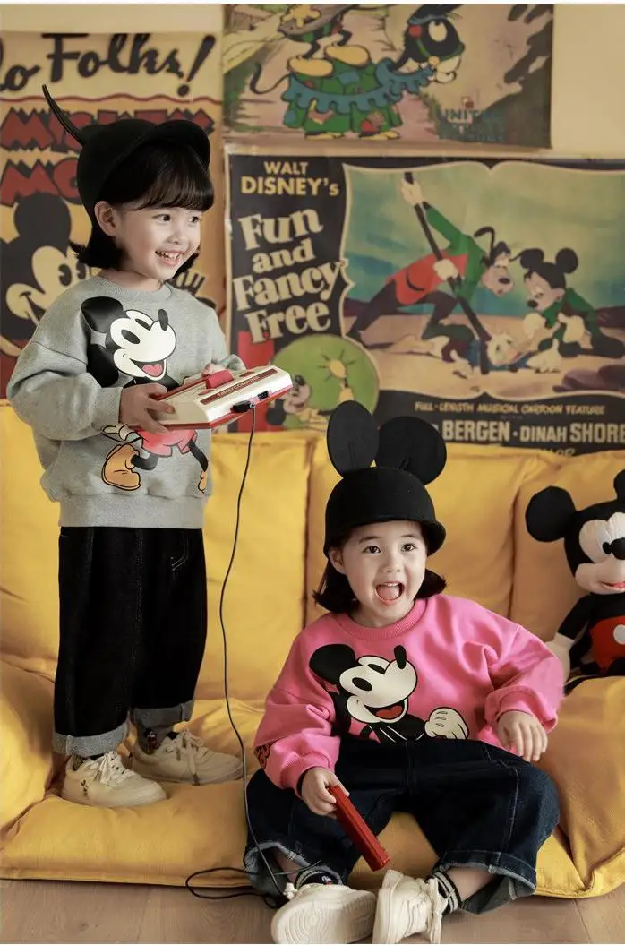 6m-4y Baby Sweatshirts Mickey Mouse Long Sleeve Tops Sweater Infant Clothes Autumn New Clothing Toddler Boys Sweatshirt Pullover