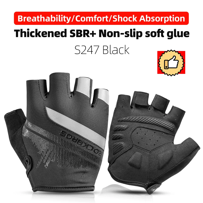Details about   ROCKBROS Half Finger Cycling Short Gloves Shockproof Breathable MTB Bike Gloves 