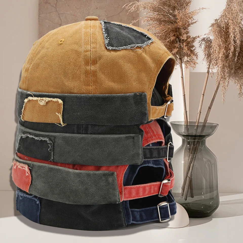 JNKET Unisex Vintage Distressed Denim Beanie Hat - Adjustable Brimless Skullcap For Men & Women