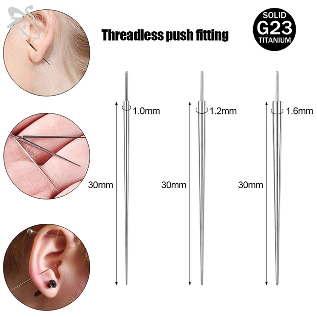 ZS 1PC G23 Titanium Insertion Pins for Piercings Threadless Push