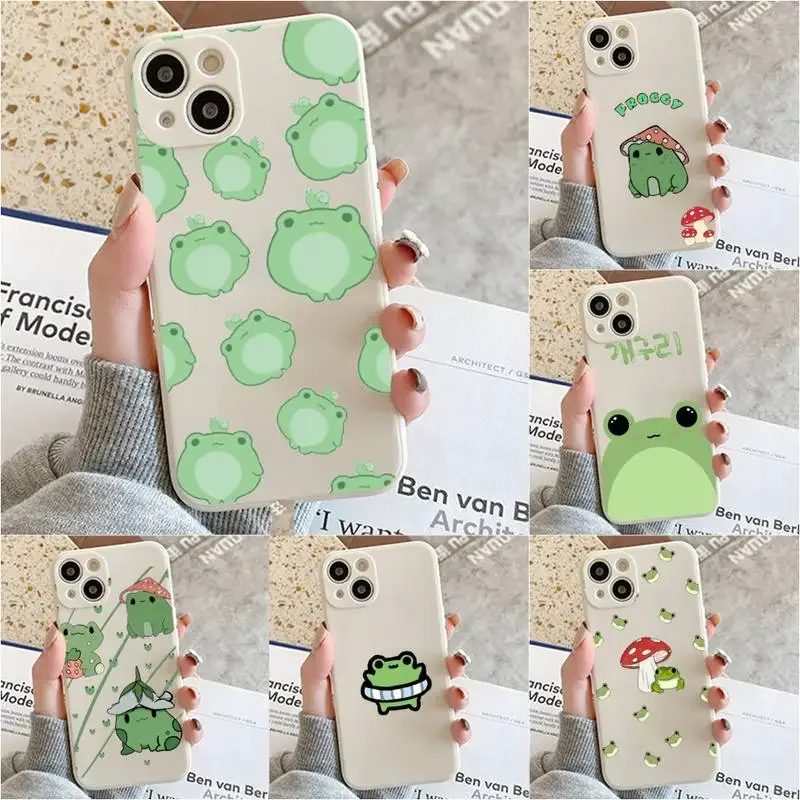 Green Funny The Frog Cute Phone Case Per Iphone 7 8 Plus X Xr Xs 11 12 13 Se2020 Mini Mobile Iphone 14 Pro Max Case