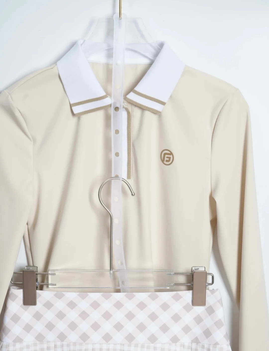 Spring and Autumn Golf Women Outfits Lapel Long-sleeved T-shirt Elastic Sports Tops Printed Short Skort New Golf Clothes Set