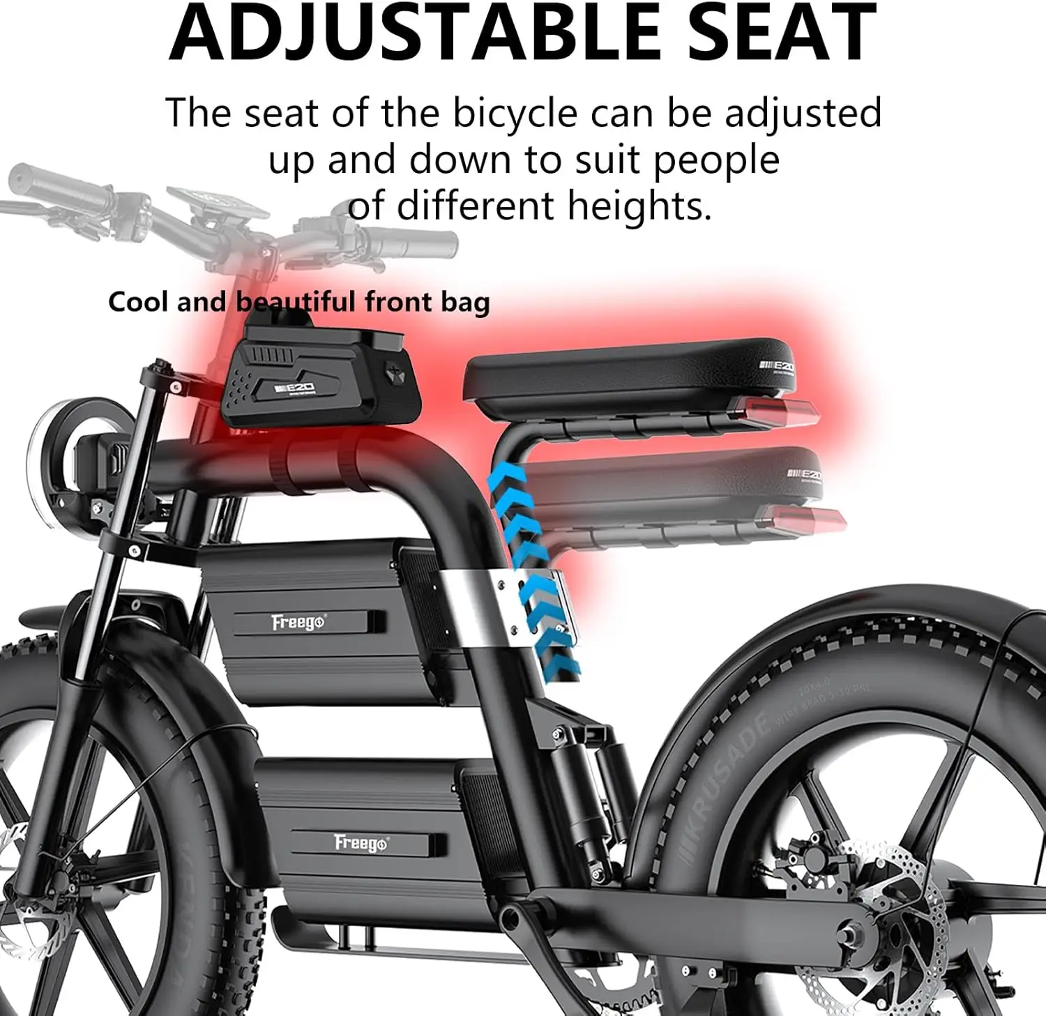 Freego E20 Electric Motorcycle 2100W 60V Dual Battery Off Road Mountain Bicycle Adjustable Seat Height Dual Suspension 7-Speed