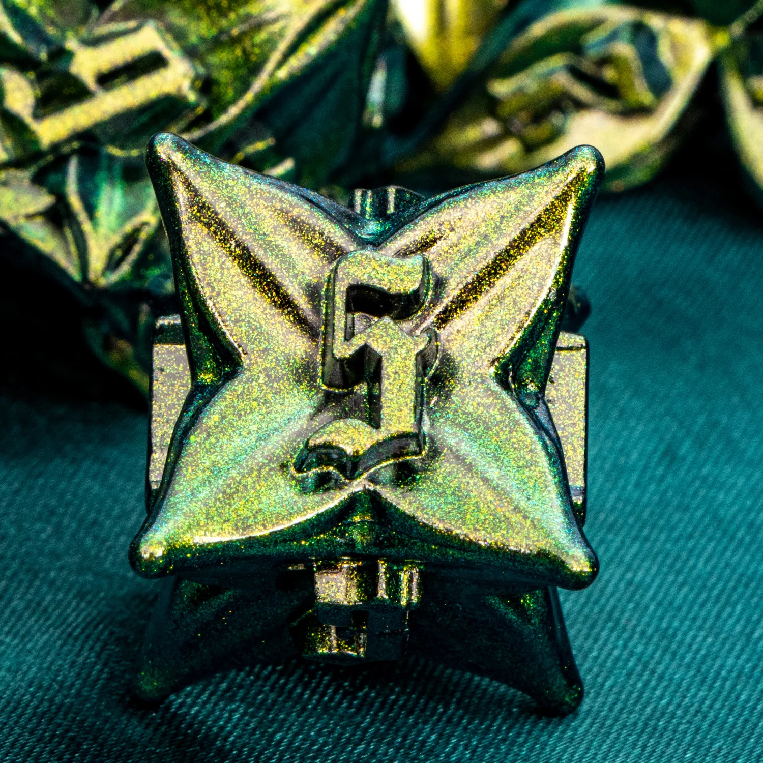 Dnd Metal Polyhedral RPG Dice Set For Dungeon and Dragon Pathfinder Role Playing Games D20 D12 D10 D8 D6 D4 D + D Retro Green game dice,dice set