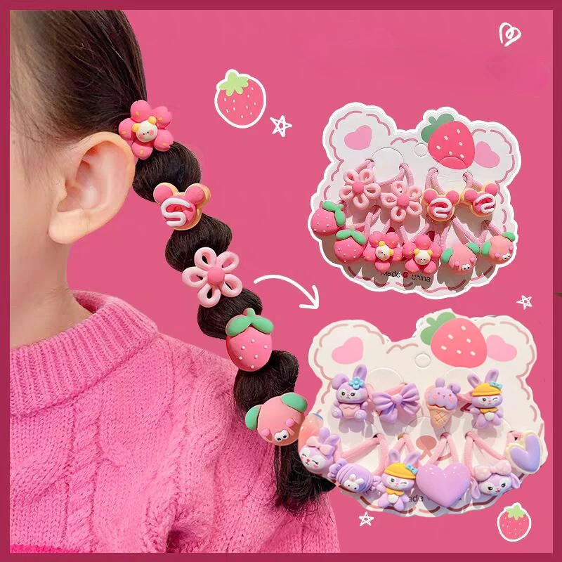 10Pcs Flower Bow fascia per capelli per bambina fasce elastiche per capelli per bambini coda di cavallo elastici per capelli per tessitura accessori per capelli di moda