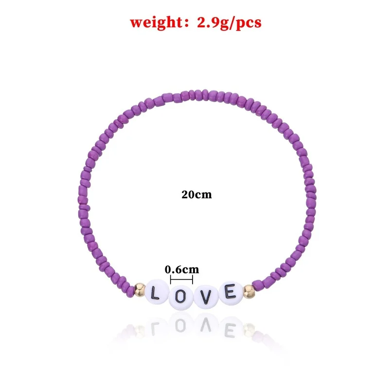 Fashion Boho Beaded Bracelet for Women Girl Inspiration Letter Handmade Strech Elastic Asjustable Charm Bracelet Jewelry Gift