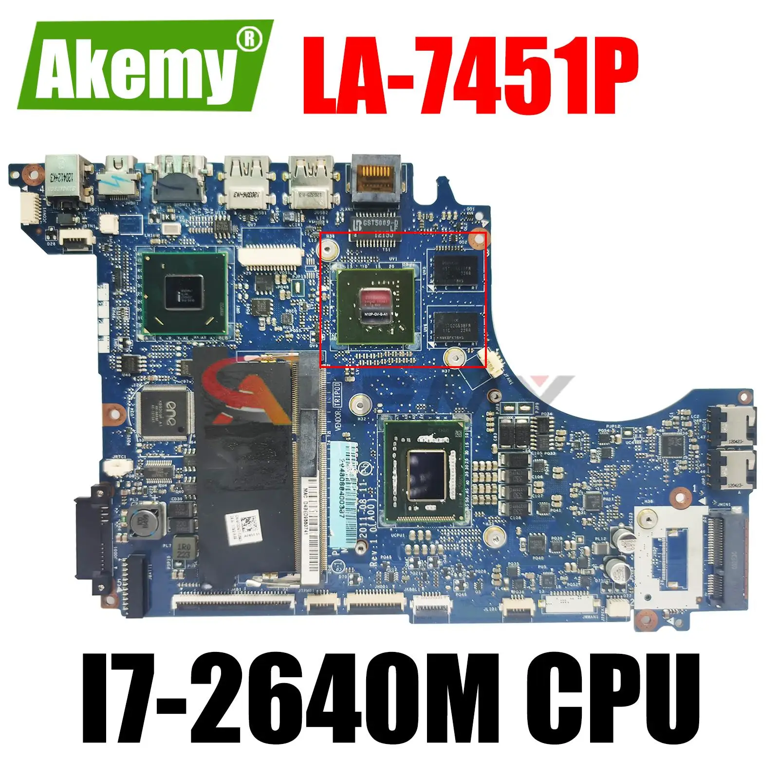 

Mainboard CN-0F2DV7 0F2DV7 F2DV7 For DELL XPS 14Z L412Z Laptop Motherboard LA-7451P With SR043 I7-2640M CPU GT520M 100% Tested