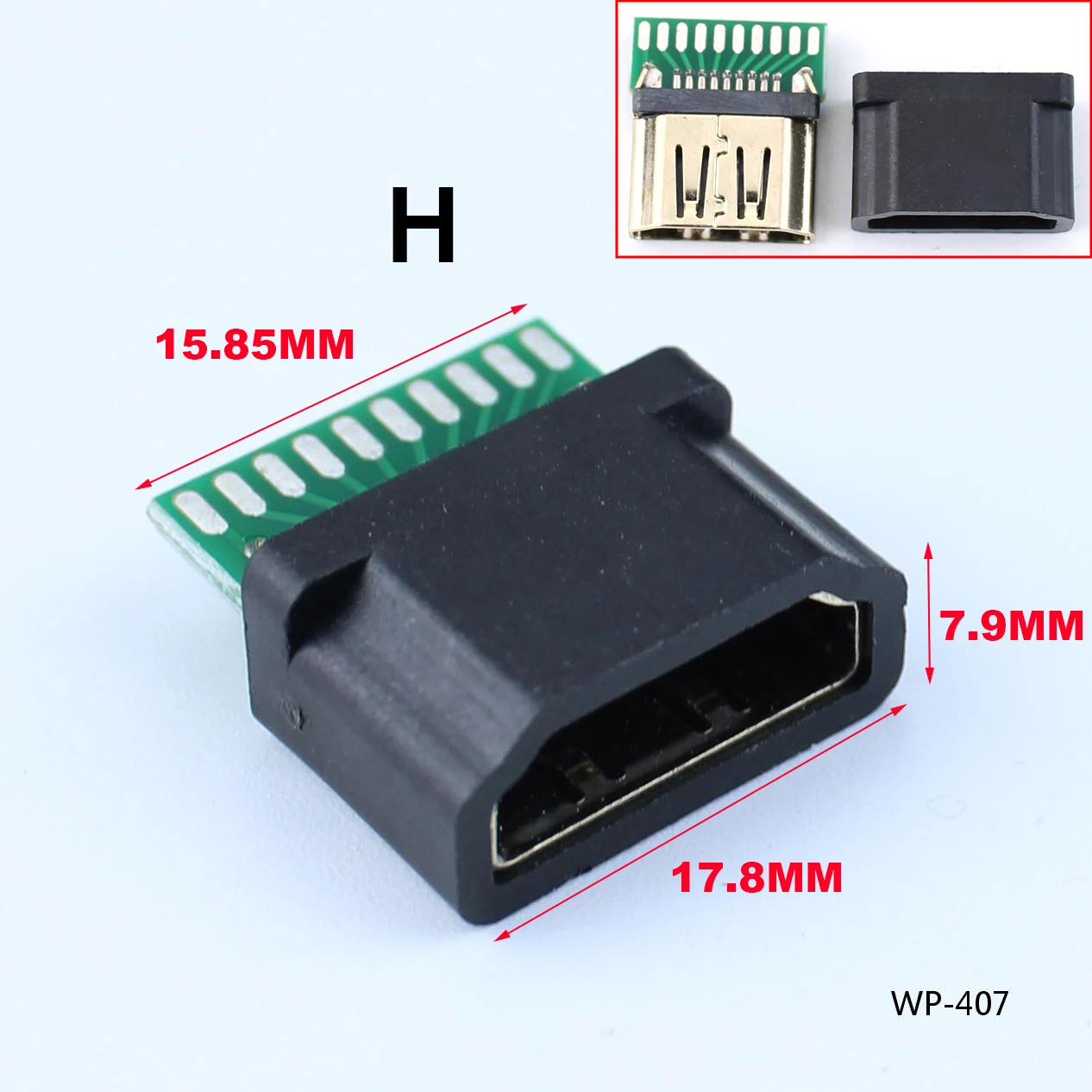 HDMI Male to Female Mini Connector Adapter Board with 2.54mm Pitch PCB