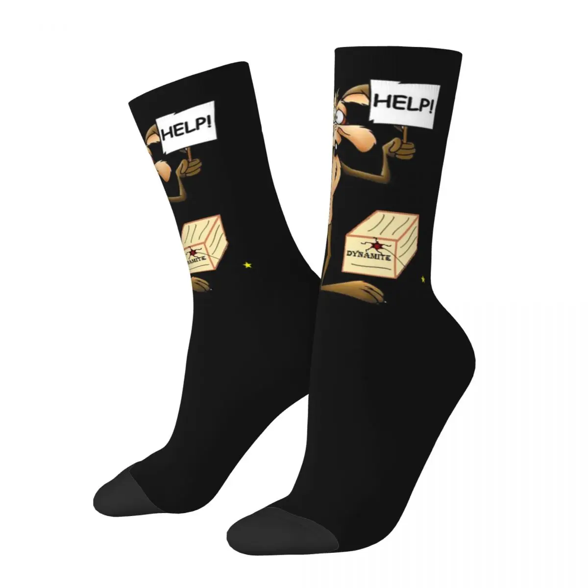 다채로운 도움 Wile E 코요테 만화 스포츠 양말, 폴리에스테르 크루 양말 여성 남성 통기성 