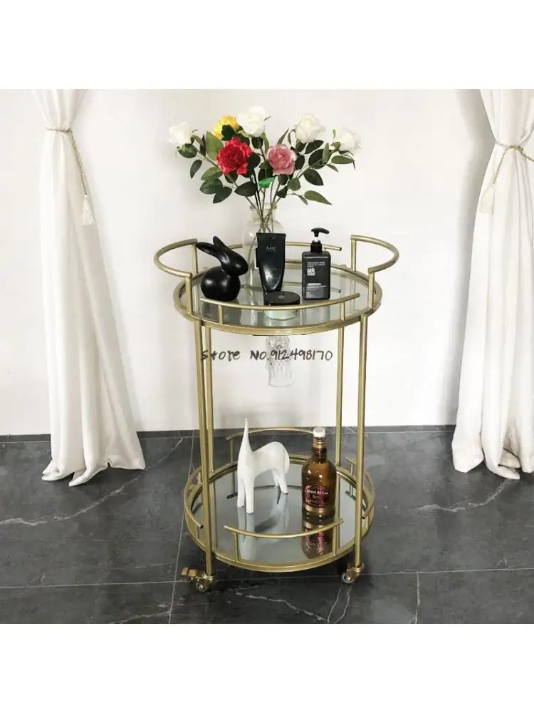 European style dining car trolley round household living room tea car showroom restaurant wine beauty shop hair salon tool