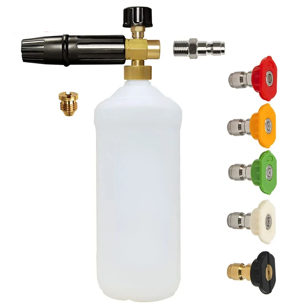 Idropulitrice Schiuma Cannone Schiuma Ugello Generatore Di Schiuma Pistola Per Sapone 1/4 "Connettore A Sgancio Rapido E 5 Punte A Spruzzo E Idropulit