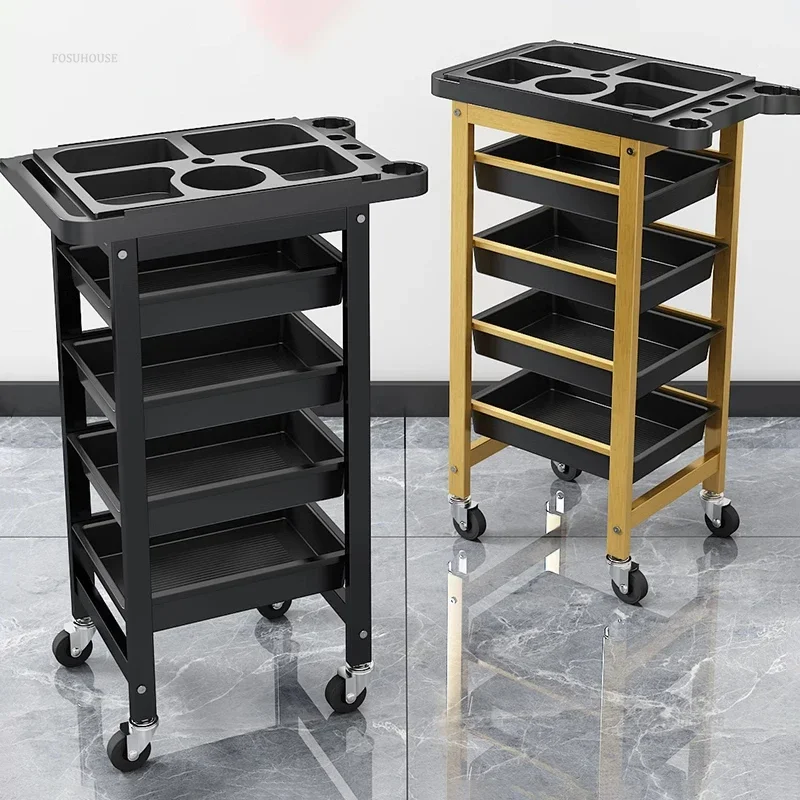 Multifunctional Beauty Trolley Rack Barber Shop Iron Salon Trolleys Beauty Salon Perm And Dye Organizer Trolley Furniture multi layer storage trolley