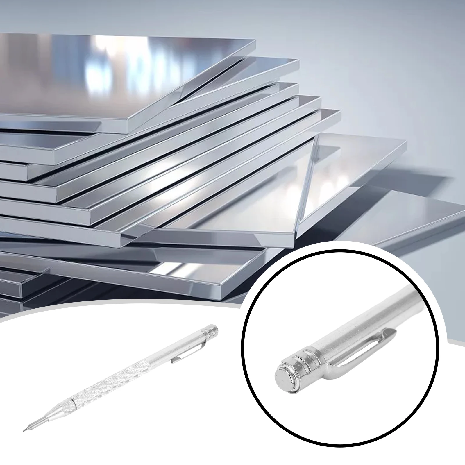 Vogueing Tool Markering Pen Bouw Pen Engineers Detail Scriber Craft Tool Tungsten Carbide Point Tip voor Glas Tegel (1St) 14.5cm×8mm ZILVER
