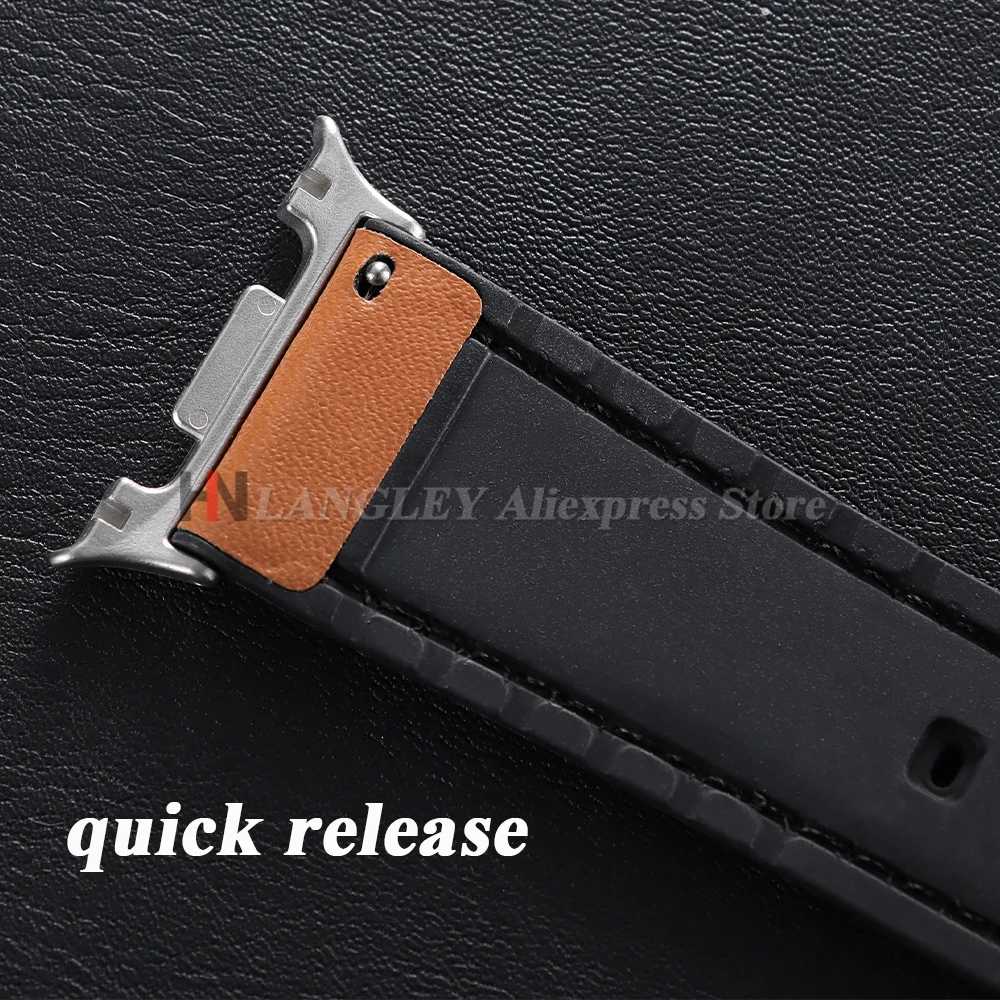 Premium Leather Watch Strap - Black Brown Wrist Band with Quick Release