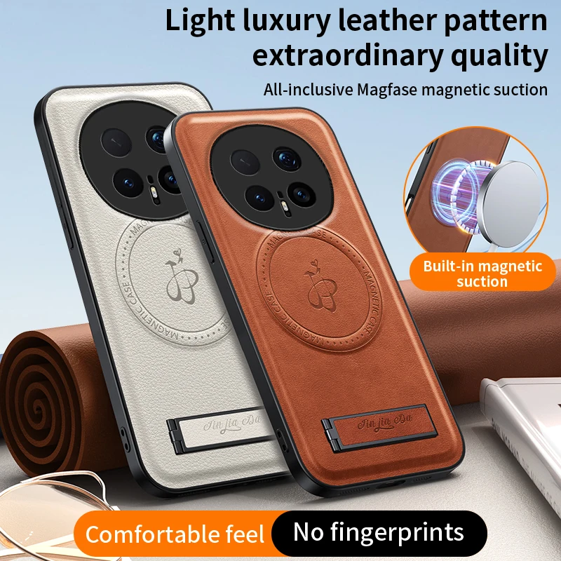 Leather Stand Case with Magnetic Closure and Full Camera Protection