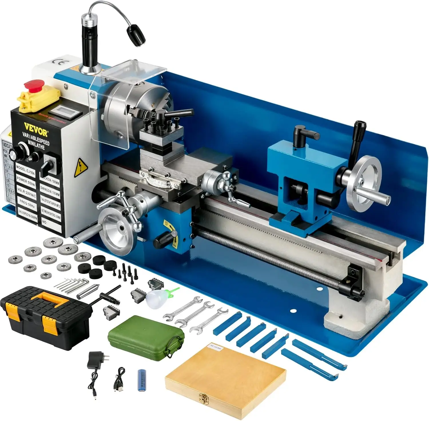 Mini Metal Lathe 7"x14" Benchtop Metal Lathe 550W Variable Speed 2250RPM with 3-jaw Chuck CNC Mini Machine