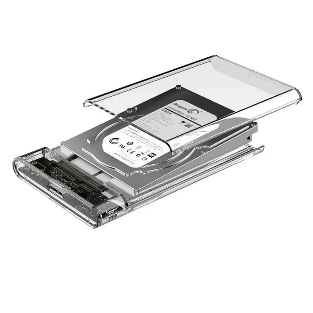 2.5인치 투명 SATA 외장 하드 드라이브 케이스 USB 2.0 Type-C 어댑터 휴대용 HDD SSD 케이스 박스