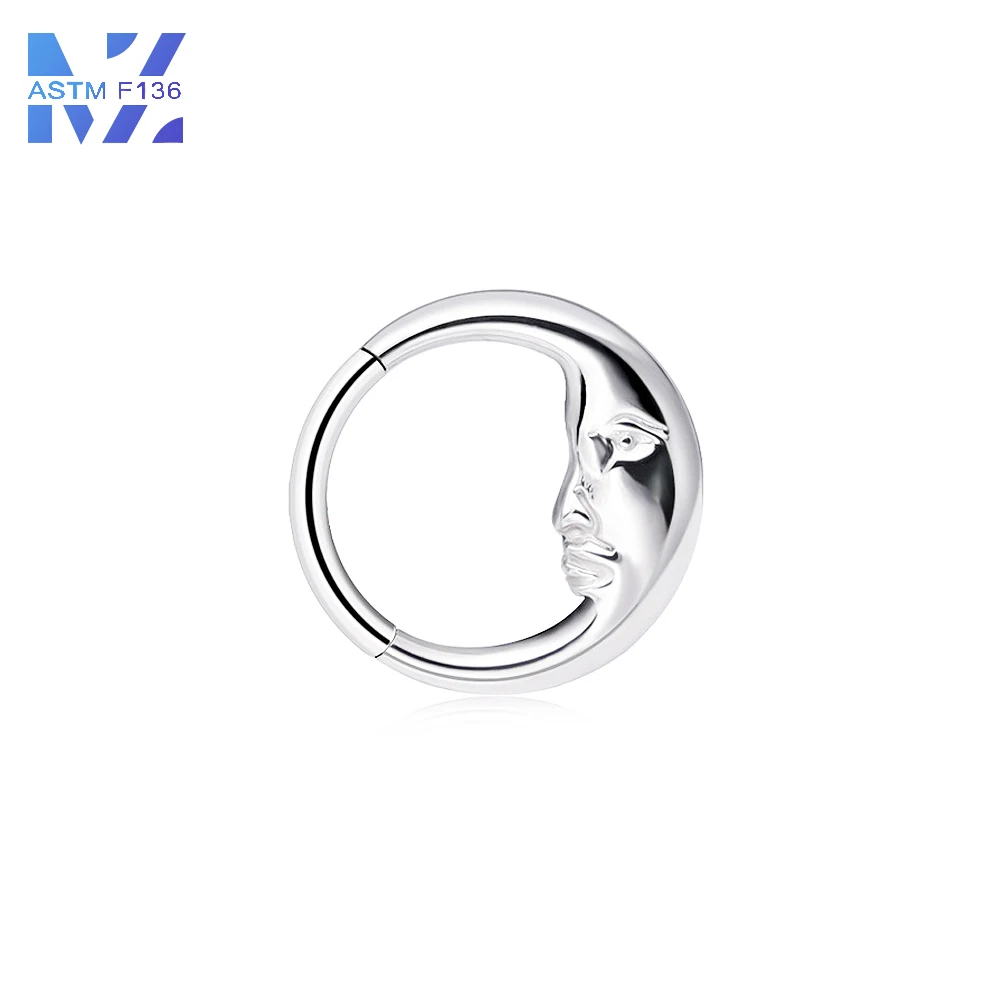 

1 шт. F136 титановое кольцо для носа, новинка, заклинание лица, луна, 16 г, быстрое замкнутое кольцо для рта, серьги, ювелирные изделия для пирсинга тела