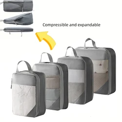 Expandable Mesh Storage Bag - Space - Saving, Versatile, and Ideal for Travel and Home Organization (4 Pieces Grey)
