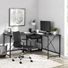 Mainstays Two-Way Convertible Desk with Lower Storage Shelf, Charcoal Finish and Black Metal Frame 1