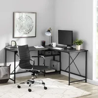 Mainstays Two-Way Convertible Desk with Lower Storage Shelf, Charcoal Finish and Black Metal Frame 1