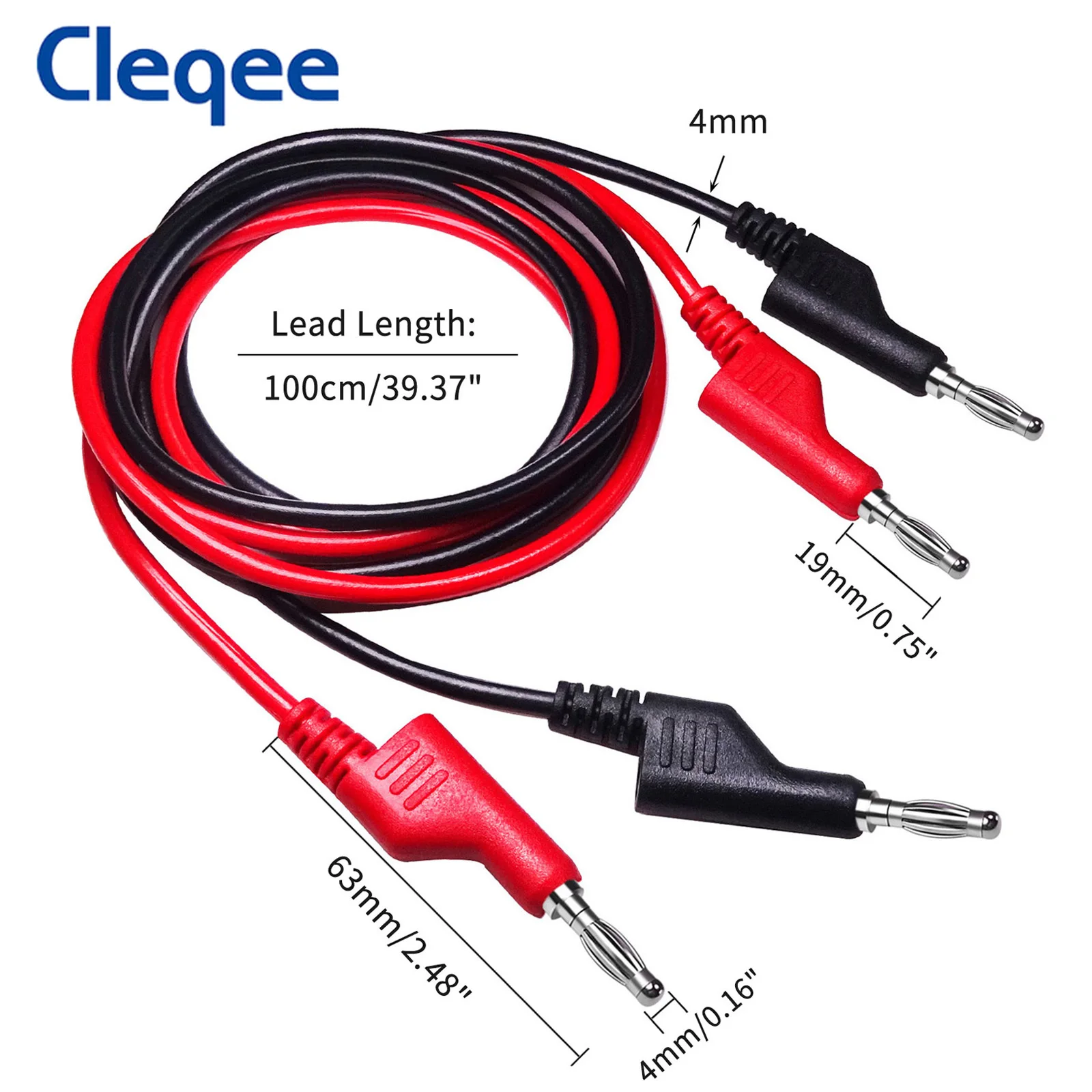 Cleqee P1036B Series Dual 4mm Banana Plug Multimeter Test Leads Kit with Alligator Clip Spade Plug Puncture Test Probe Kit