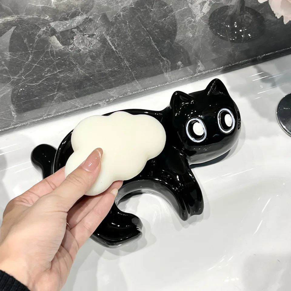 Alipis Portasapone Ceramica Forma Di Cane Vassoio Auto-drenante Per Sapone Contenitore Multiuso Per Bagno e Cucina Per Spugne e Piccoli Oggetti