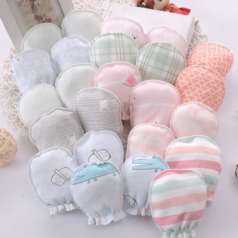 5 Pairs Anti-Scratch Gloves For Babies Cotton Cute Newborn Mittens 0-3 Months Baby Boy Girl Accessories 5