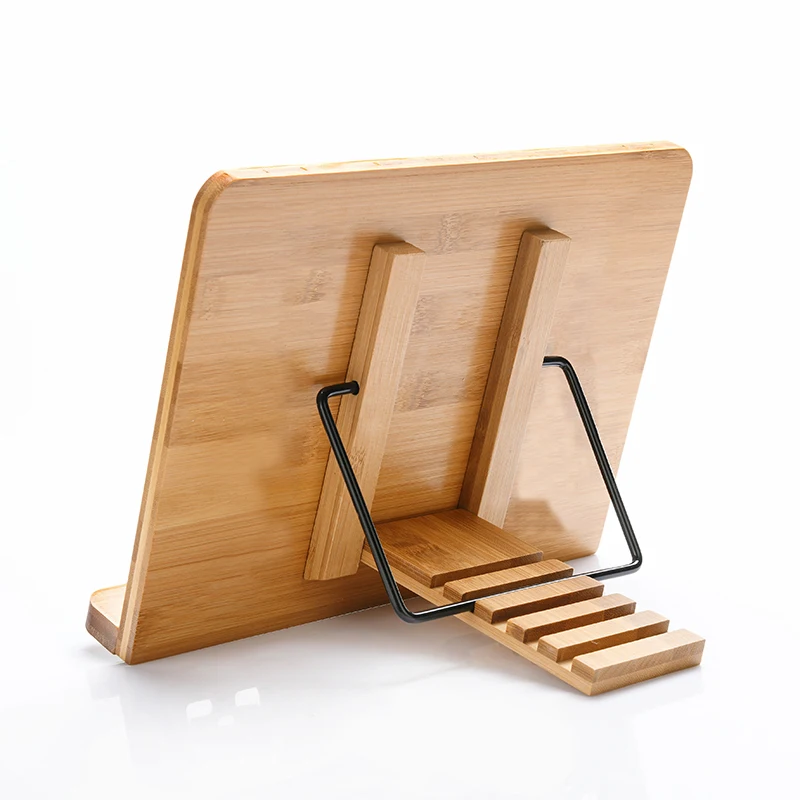 WishaccBambooBookStandReadingShelvesHolderCookbookFoldableFor