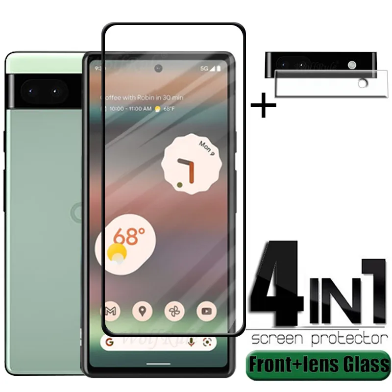 4-In-1 Per Google Pixel 6A Vetro Per Pixel 6A Vetro Temperato Pellicola Salvaschermo Per Colla Completa Per Google Pixel 4A 5A 5G 6A Vetro Per Lenti