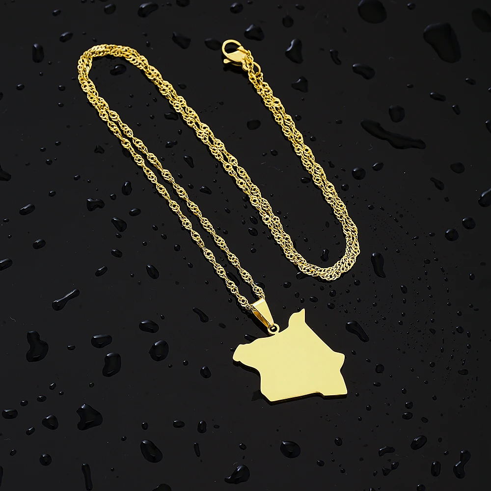 Afrika Republik Kenia Karte Stadt Anhänger Halskette Edelstahl Herren Damen Goldfarben Karten Schmuck Geschenk – Detail 11