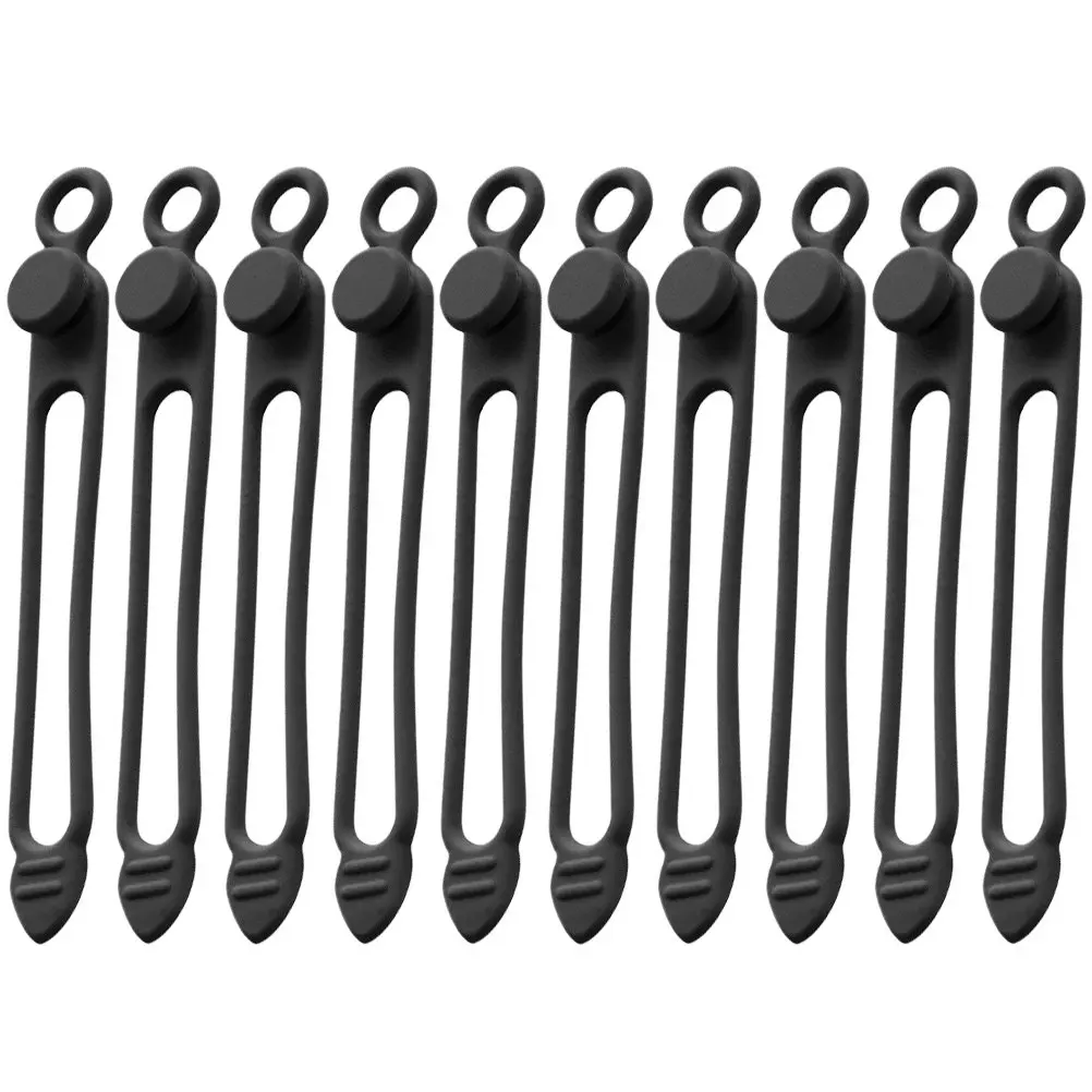10Pcs 유연한 실리콘 케이블 타이 재사용 가능한 코드 랩 데스크탑 케이블 관리용 코드 홀더 세트 와이어 정리기 USB 데이터