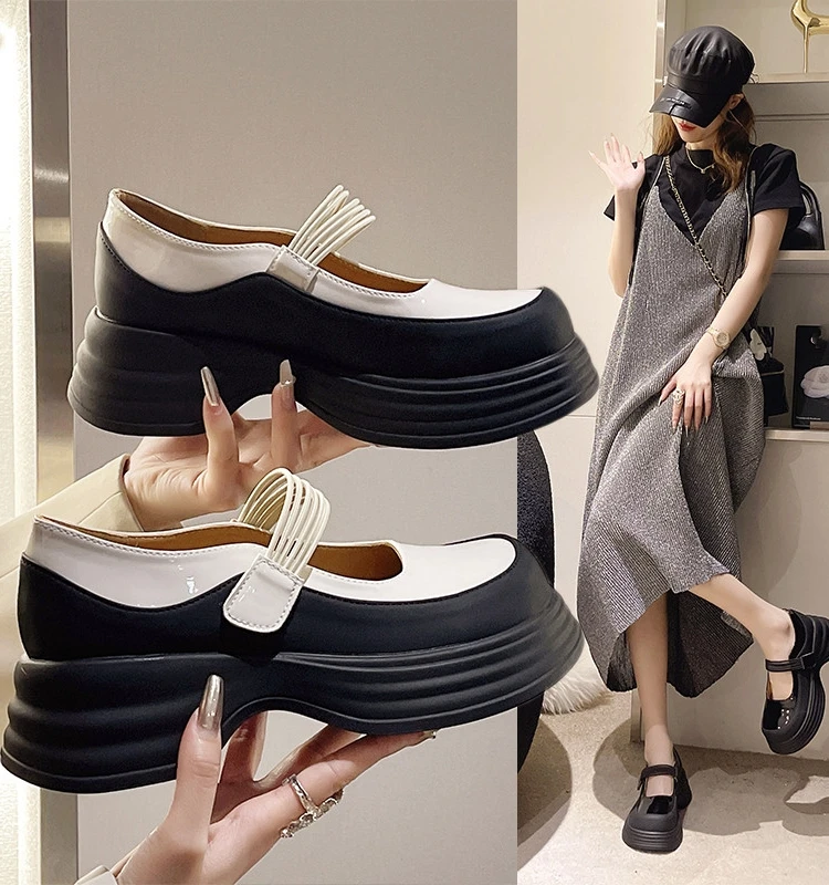 

Casual Woman Shoe Clogs Platform Modis British Style Round Toe Summer Creepers 2023 Preppy New Microfiber Fashion Rome Leisure H