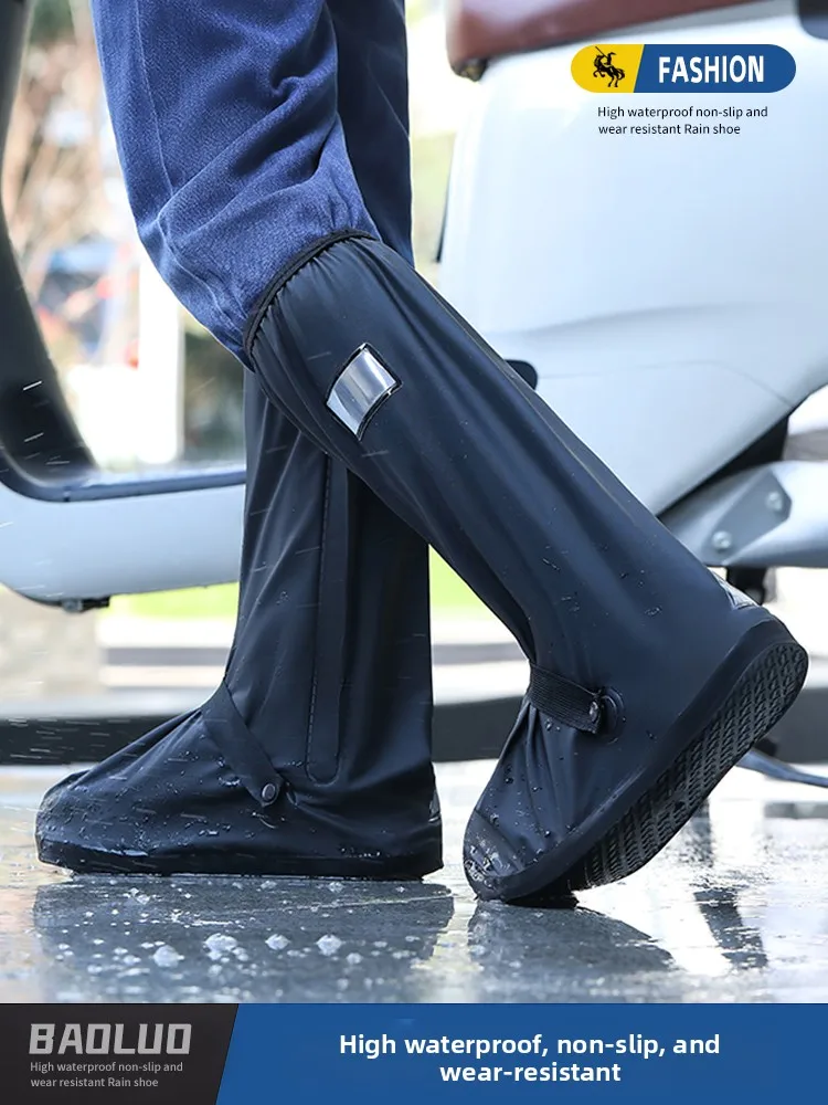 Waterproof Thi High-Tube Rain Boot Covers Anti-Slip Outdoor Men's Women's Large Size Foot Covers Rain Boots for Rainy Days