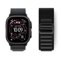 Enhanced Sport Strap for Apple Watch - Alpine Loop with G - Hook Design (Black Black)
