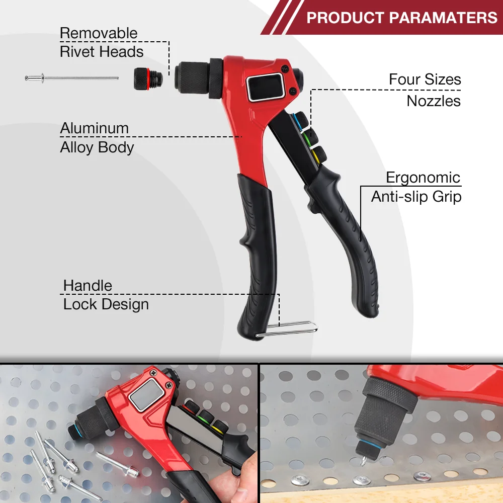 2.4mm/3.2mm/4.0mm/4.8mm Rivet Gun Kit DIY Riveting Tool Insert Nut Riveting Tool Home Cordless Riveting Tool With 80pcs Rivets