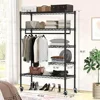 Heavy Duty Rolling Clothes Rack with Adjustable Shelves & Oxford Cover Durable Closet Organizer Bedroom Laundry Room 550 lbs 3