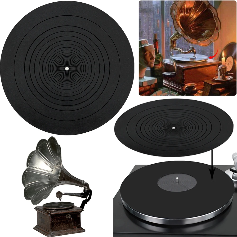 NovaSpark Record Mat Turntable Platter Mat Rubber Silicone Anti Static Vinyl Slipmat For Lp Record Players 3mm Thickness Black