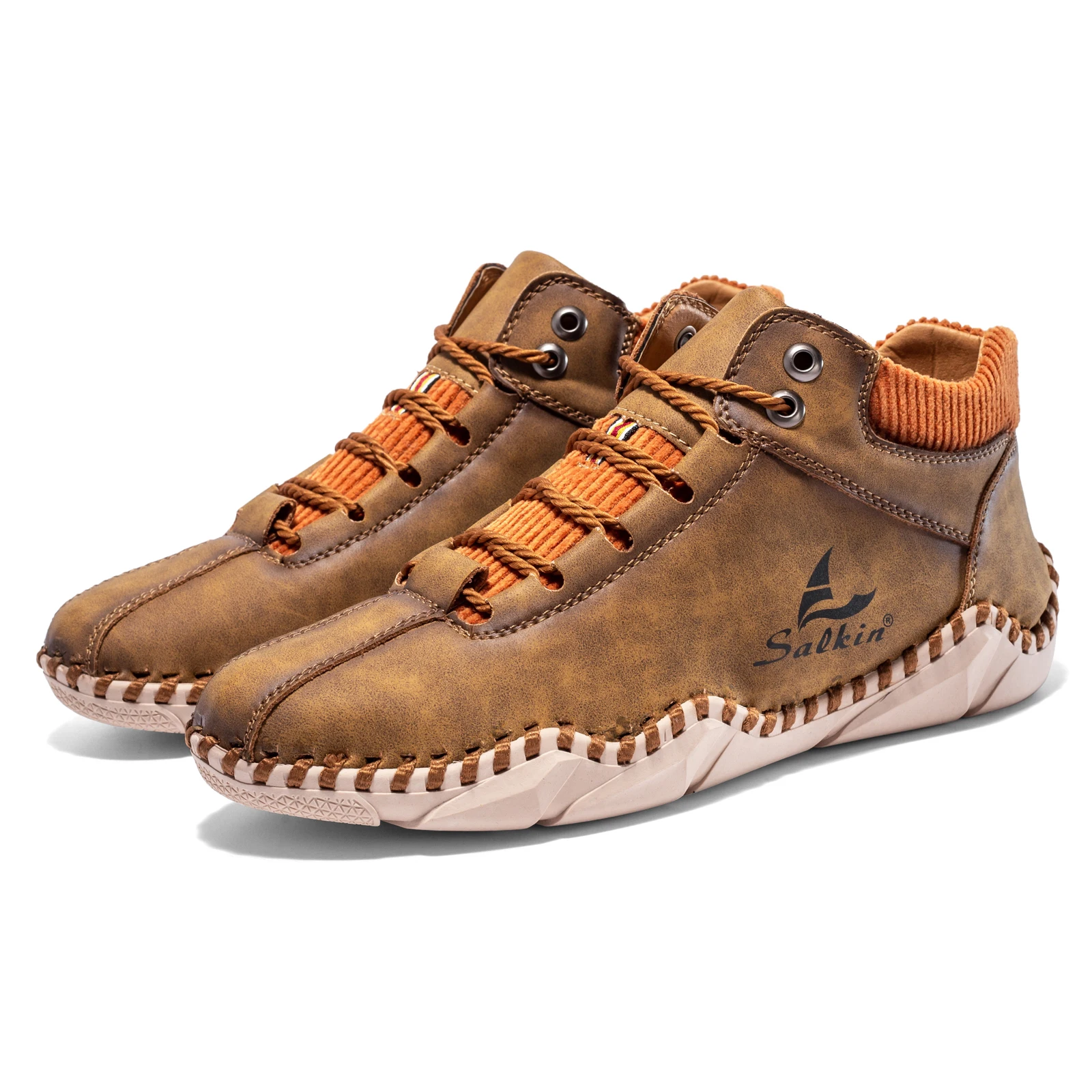 FLYLAND Fashion Vintage Hand Stitching Soft Business Casual Ankle Boots Driving Walking Shoes Chukka Boots Work Office Shoes
