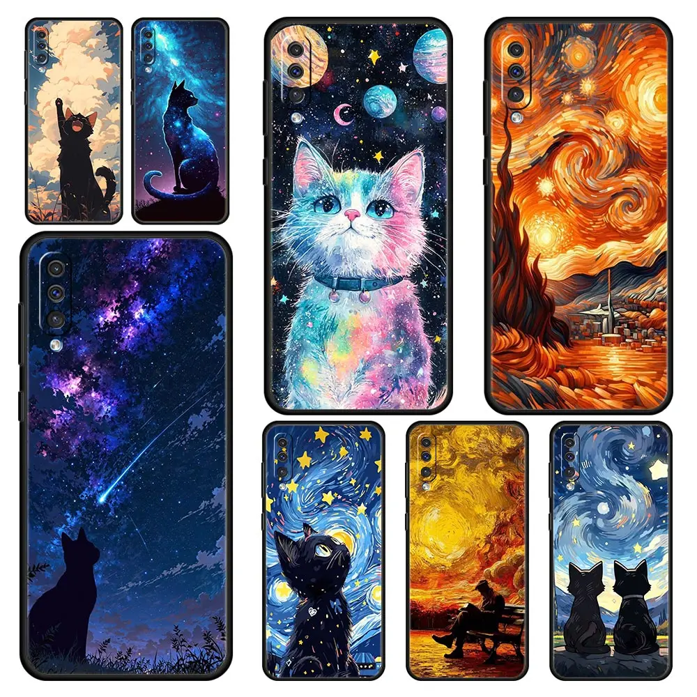 Van Gogh Starry Sky Cat Art Phone Case Cover