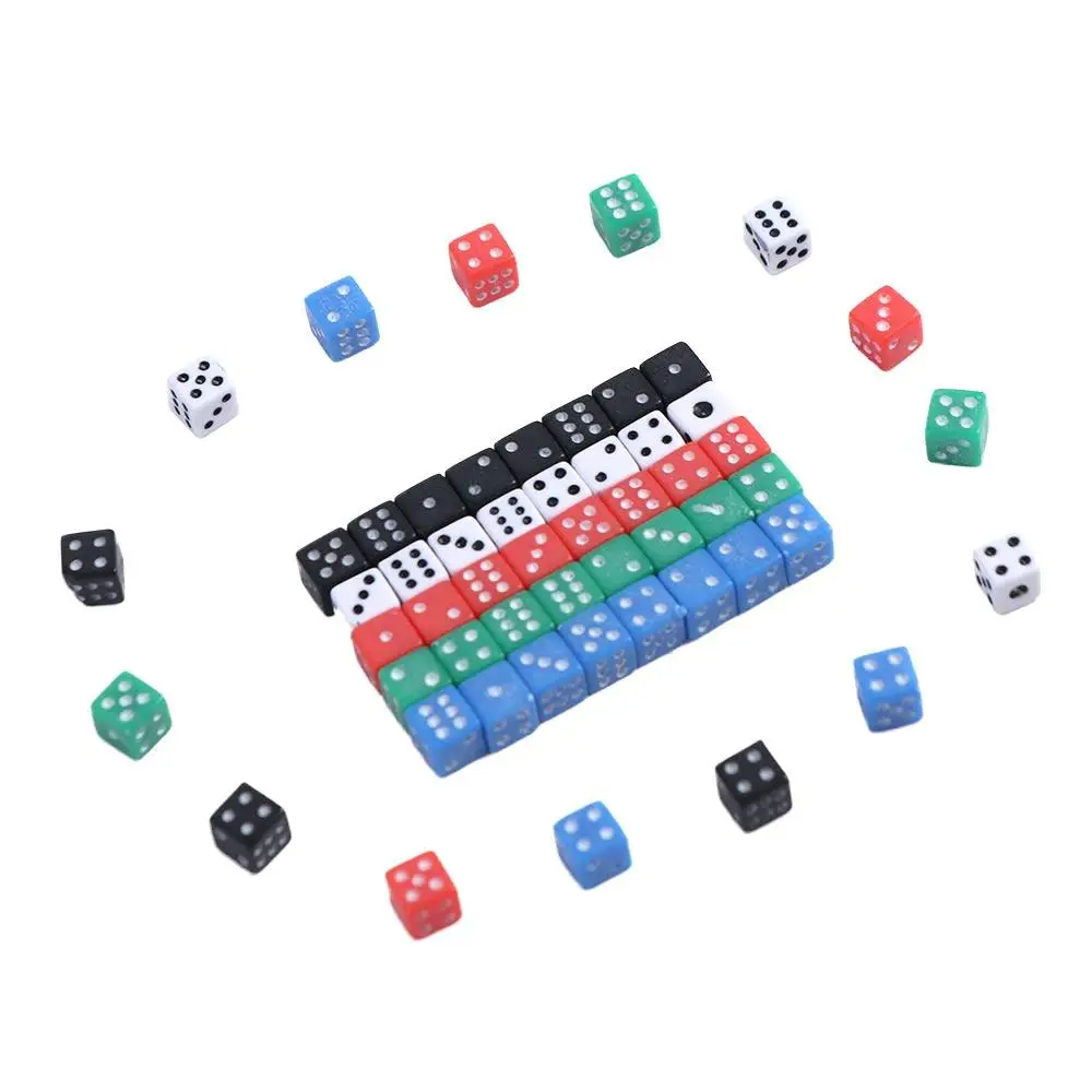Bulk Pack 5mm Mini Dice Acrylic 6 Sided Party Dice 5 Colors Plastic Micro Bar Games