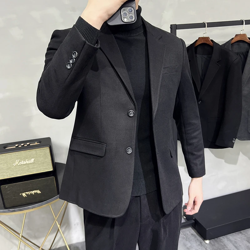 

2023 Fashion Boutique Autumn Suit Western High-end Handsome Slim Casual Business Large Size Work Suit Men's British Dress