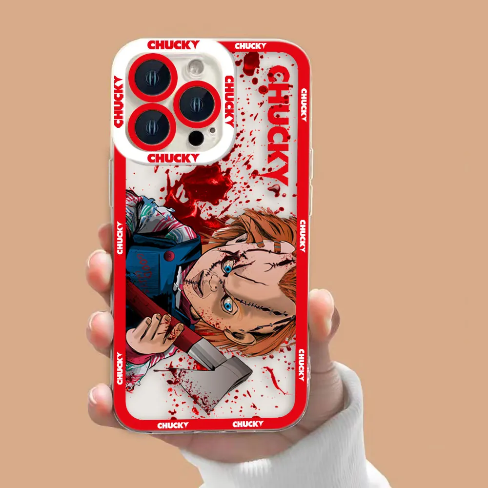 Transparente Handyhülle mit „Good Guys Chucky“-Aufdruck für iPhone Apple 17 17E AIR 16E 16 15 14 12 13 11 Pro 8 7 Plus Max – Schutzhülle – Detail 7