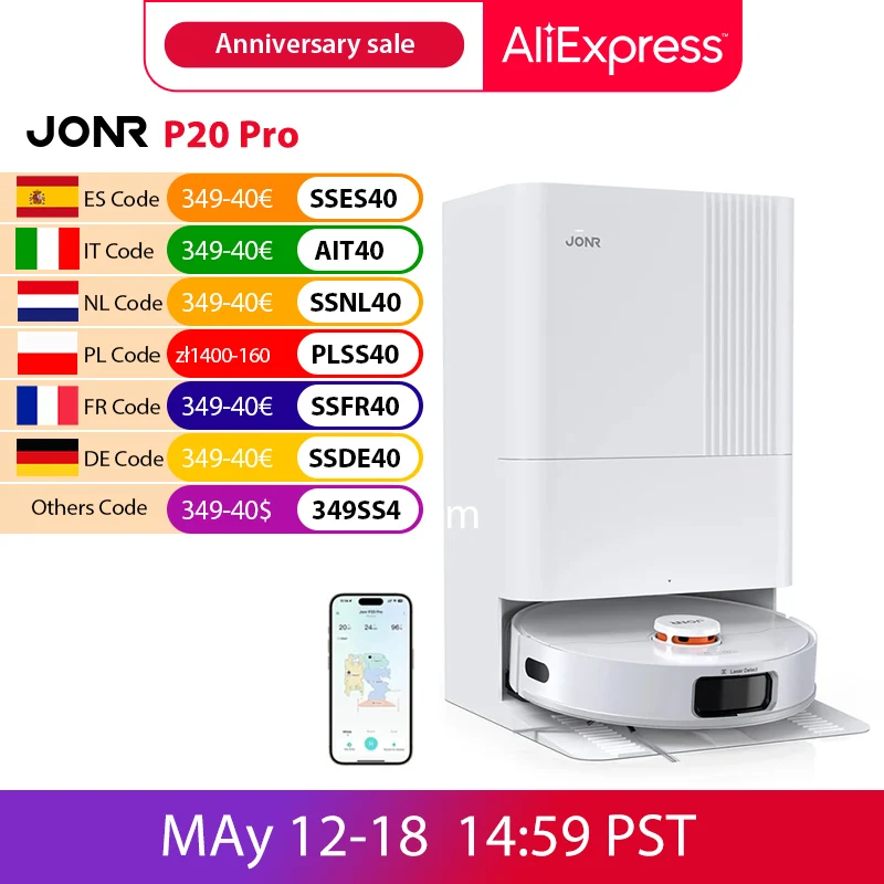 JONR P20 Pro Robot Vacuum Cleaner with Mop Function & Lifting Mop, 8000Pa All-in-One Cleaning Station,Edge Cleaning, Hot Air Dry JONR P20 Pro Robot Vacuum Cleaner with Mop Function & Lifting Mop, 8000Pa All-in-One Cleaning Station,Edge Cleaning, Hot Air Dry