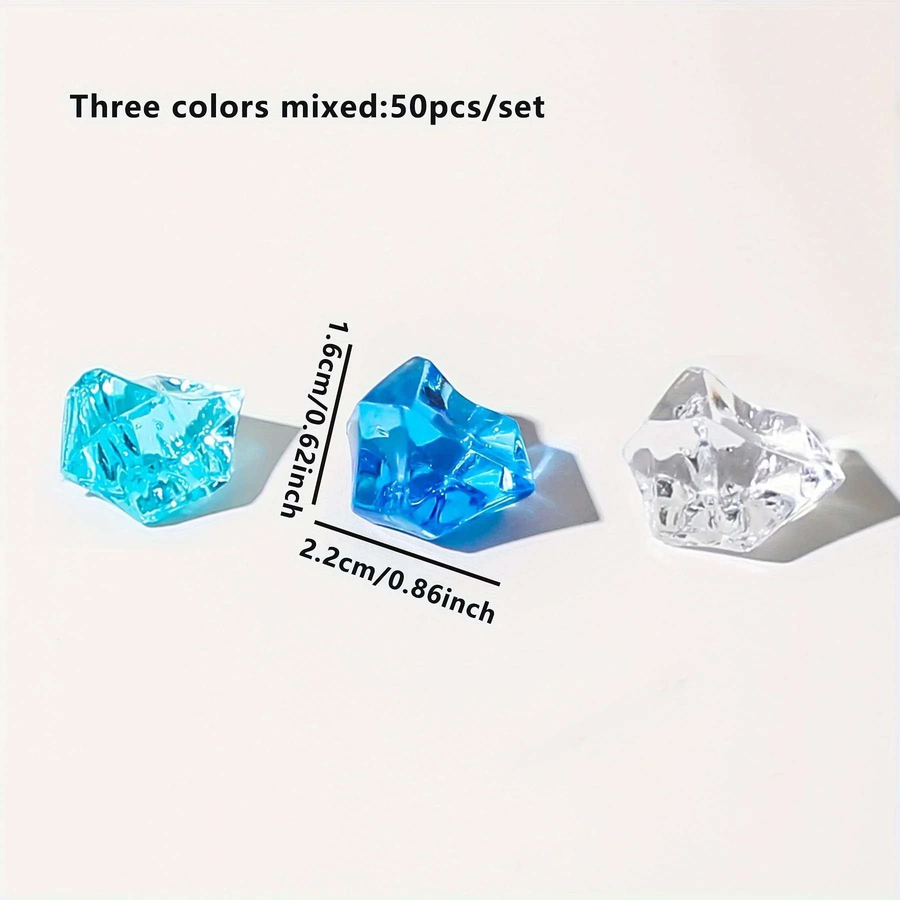 50/100/150pcs- Vibrant Blue  ice Rocks - Premium Fake ice Cubes & Sparkling Gems for Decorations, Weddings, Dly Crafts
